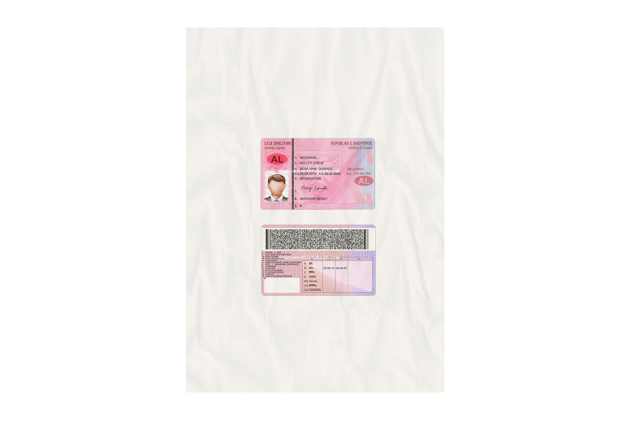Albania Drivers License Fake Scannable