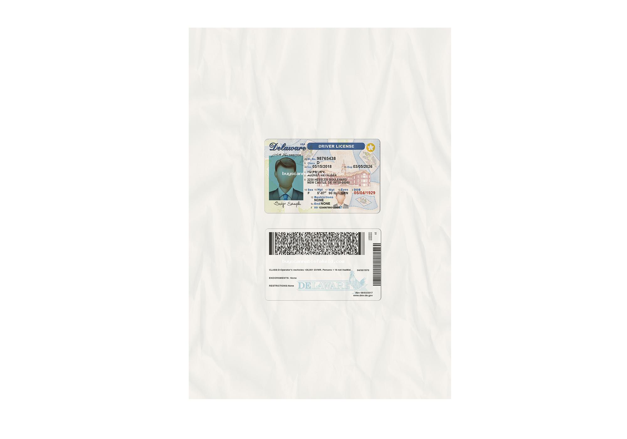 Delaware Drivers License Fake Scannable