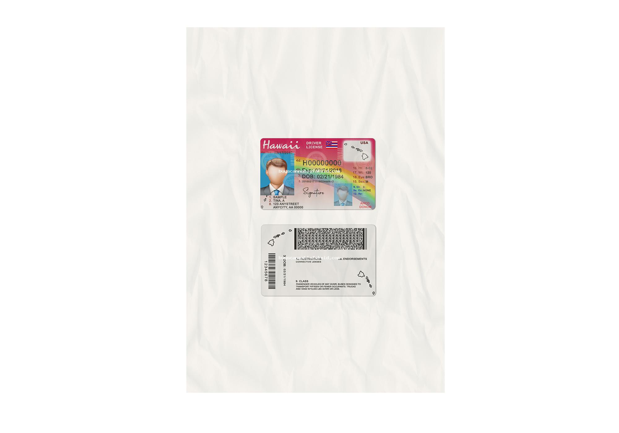 Hawaii Drivers License Fake Scannable