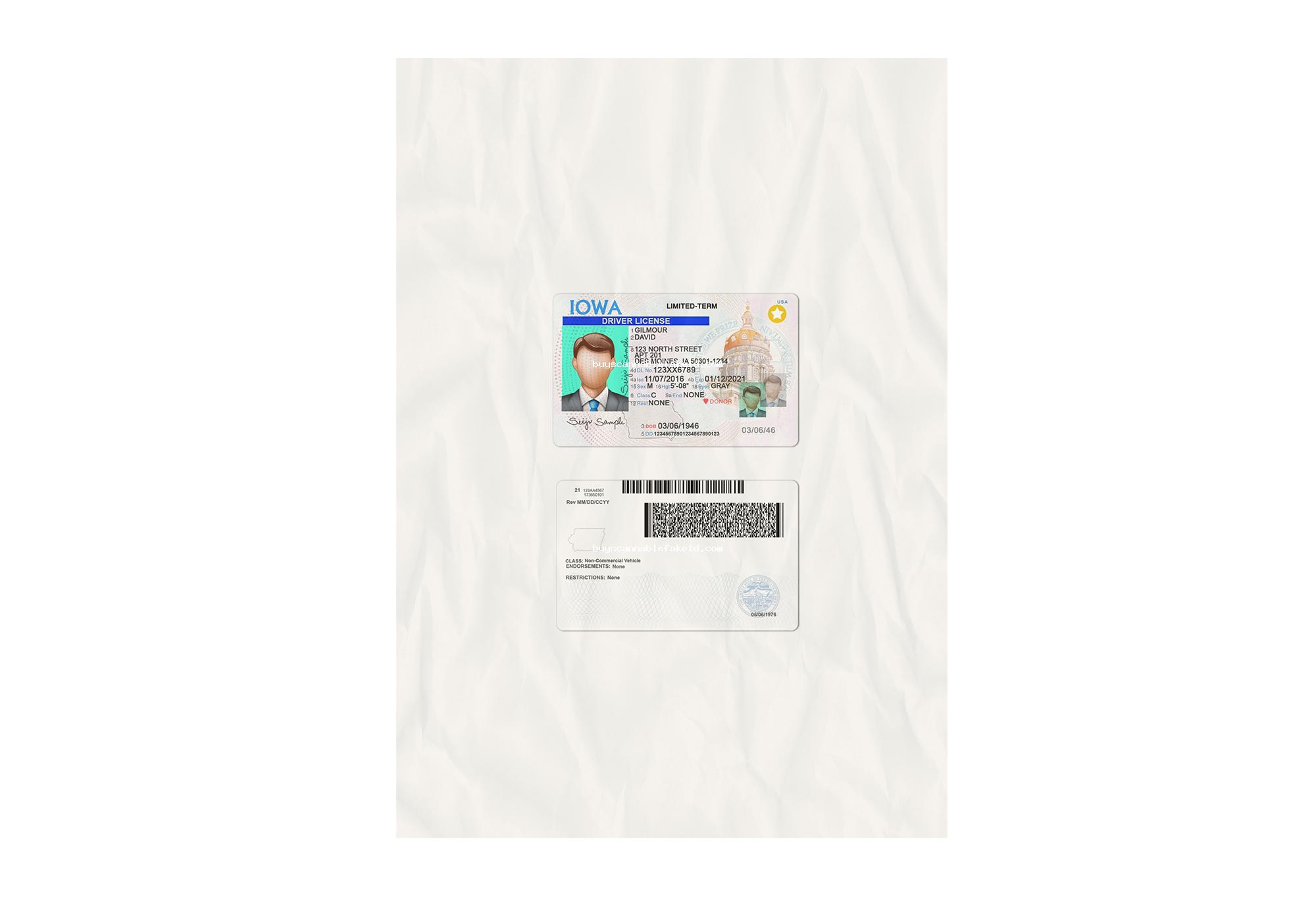 Iowa Drivers License Fake Scannable