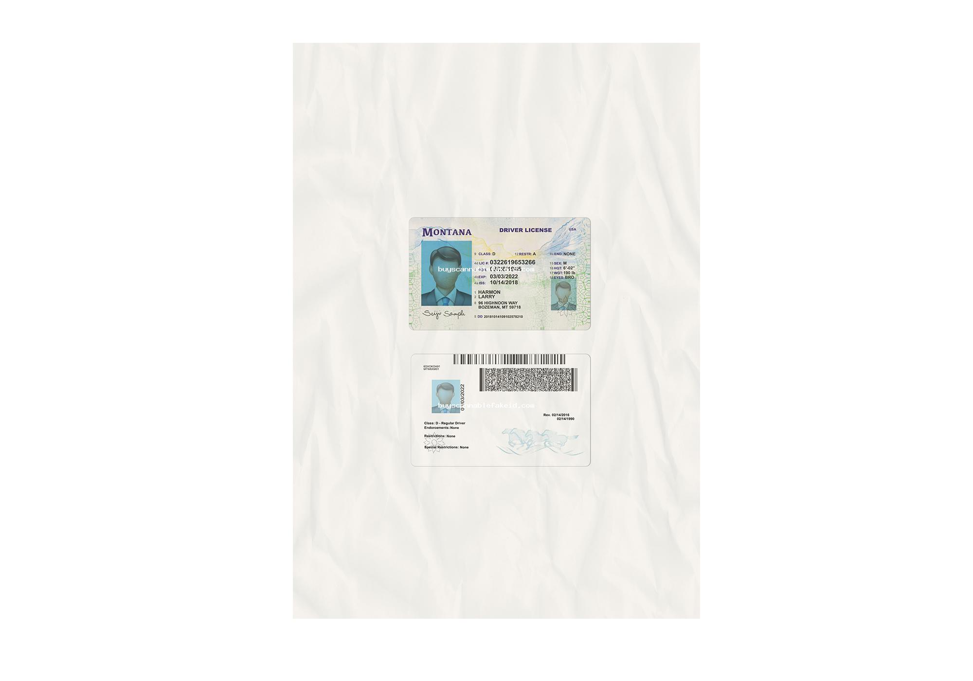 Montana Drivers License Fake Scannable