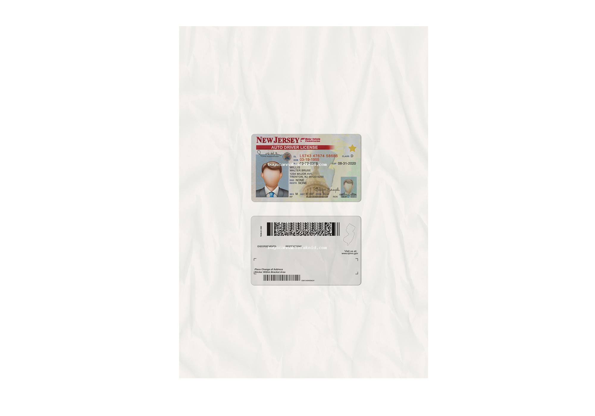 New Jersey Drivers License Fake Scannable
