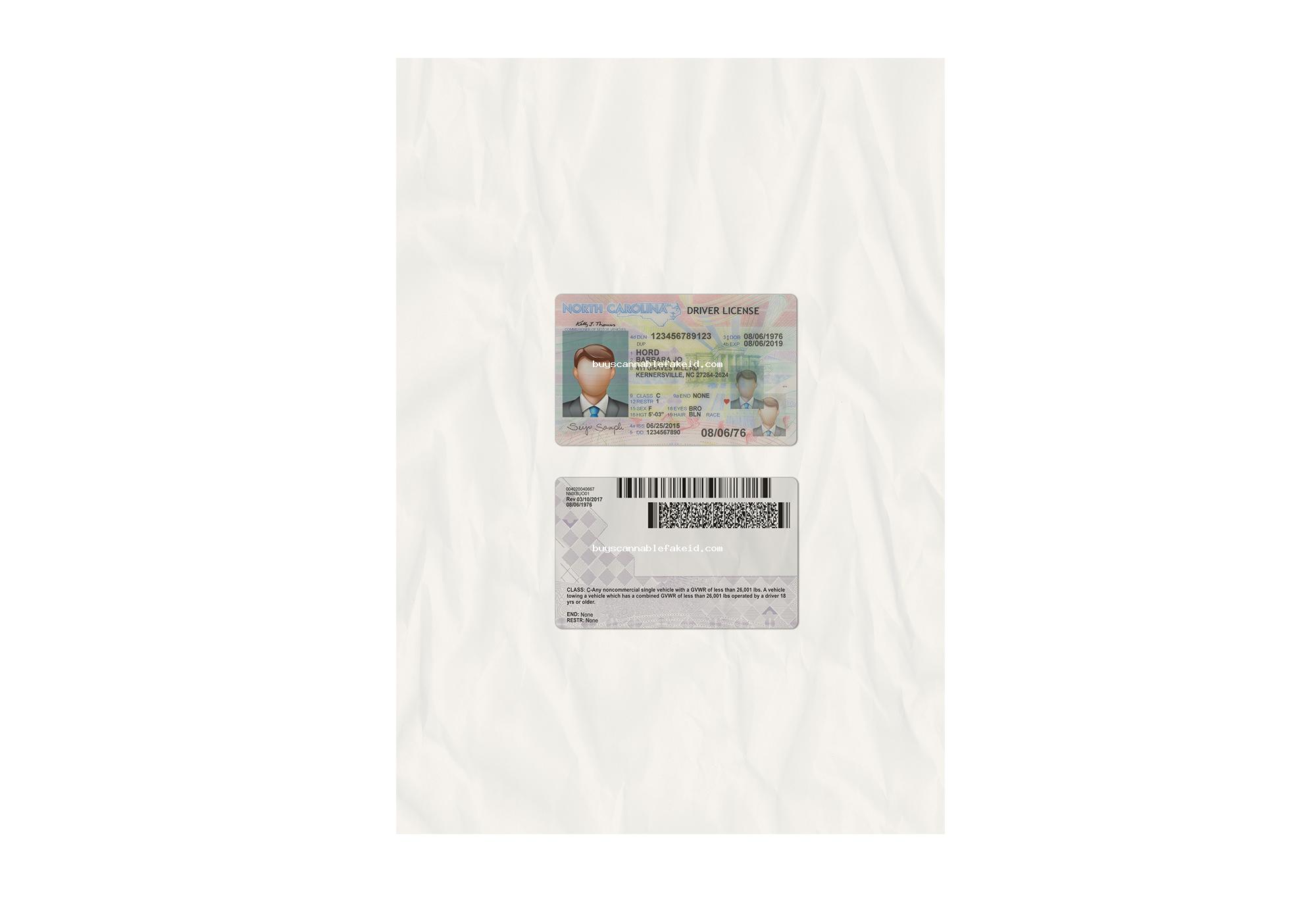North Carolina Drivers License Fake Scannable