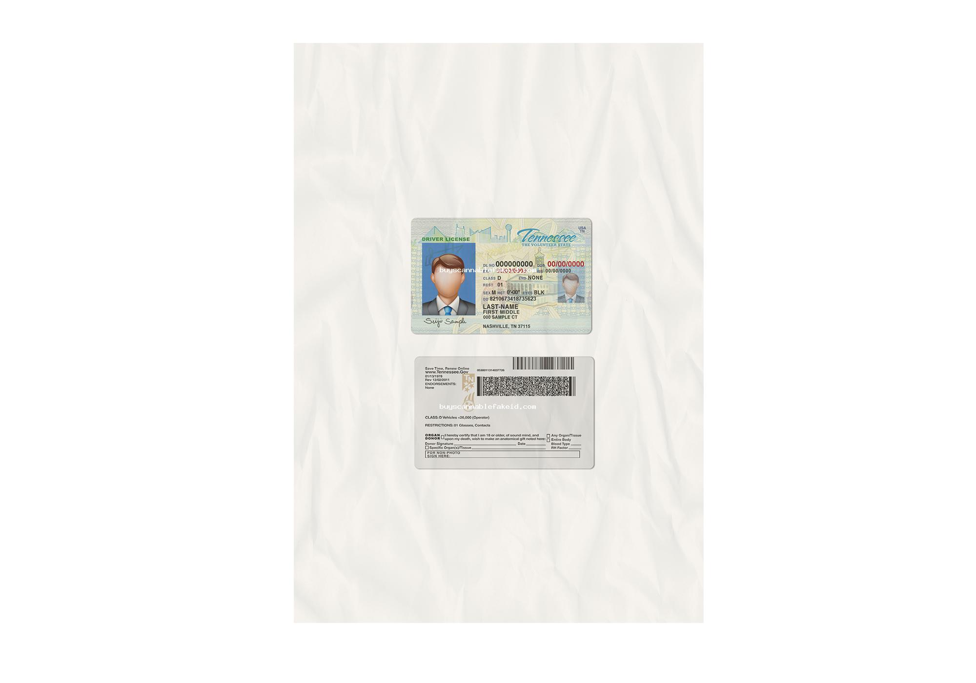 Tennessee Drivers License Fake Scannable