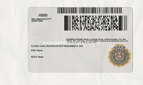 Utah Drivers License Fake Scannable