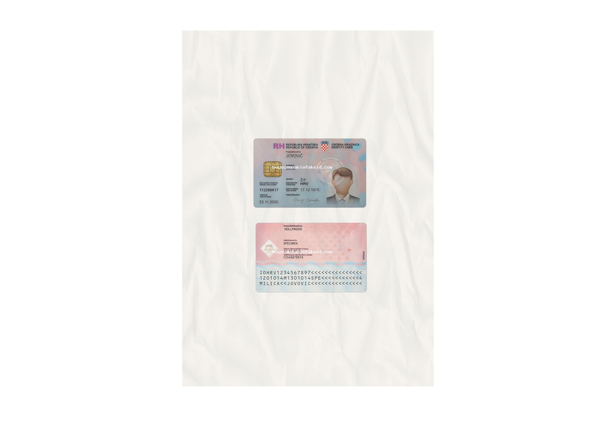 Croatia Id Card Fake Scannable