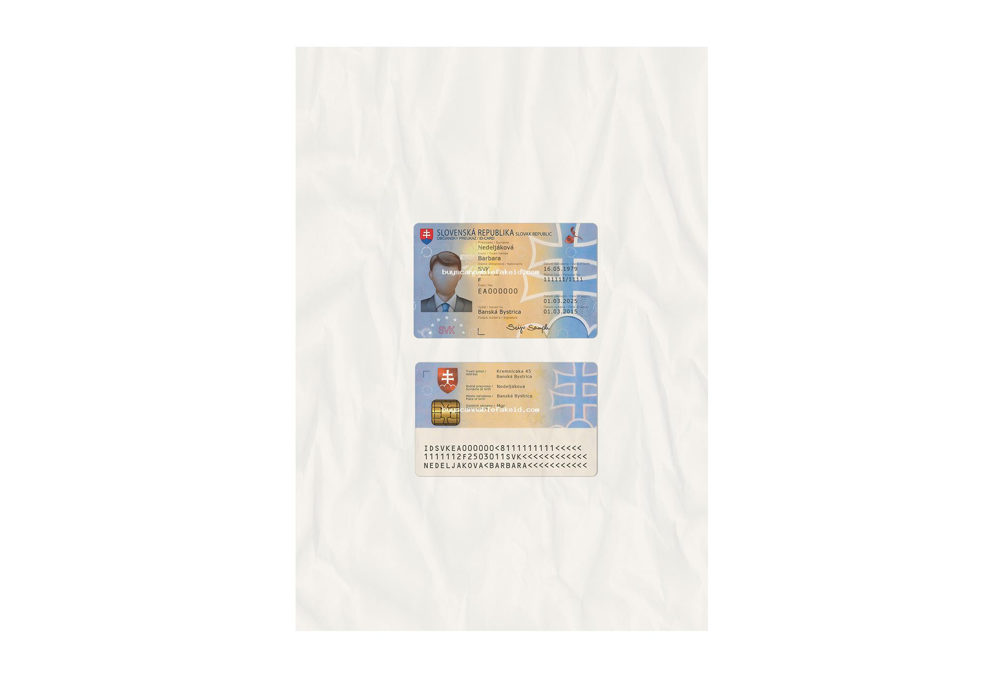 Slovakia Id Card Fake Scannable