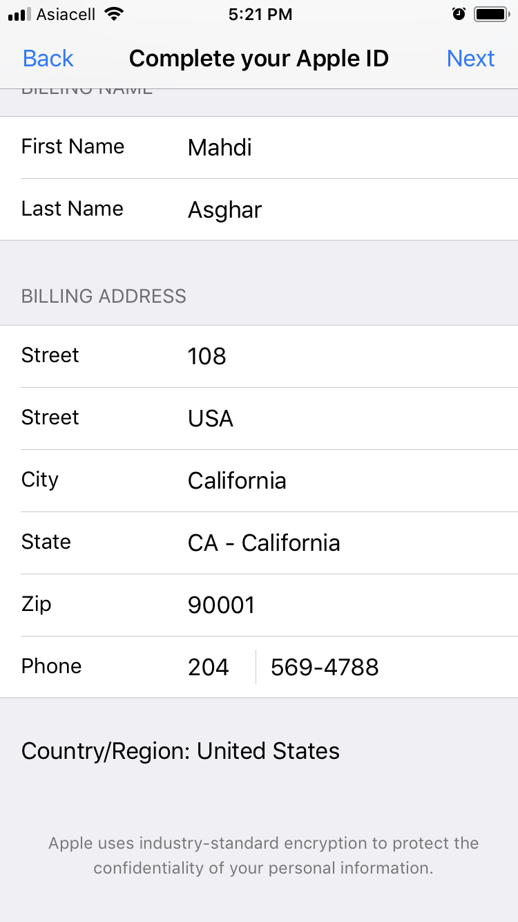 Apple Id Fake Address California