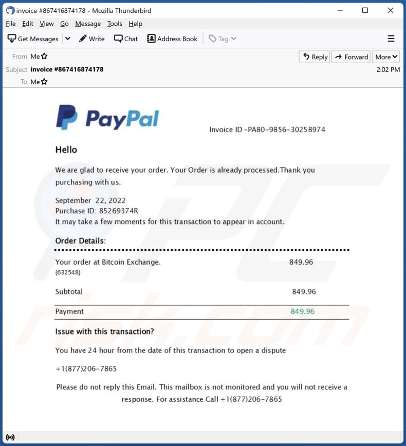 Fake Paypal Transaction Id