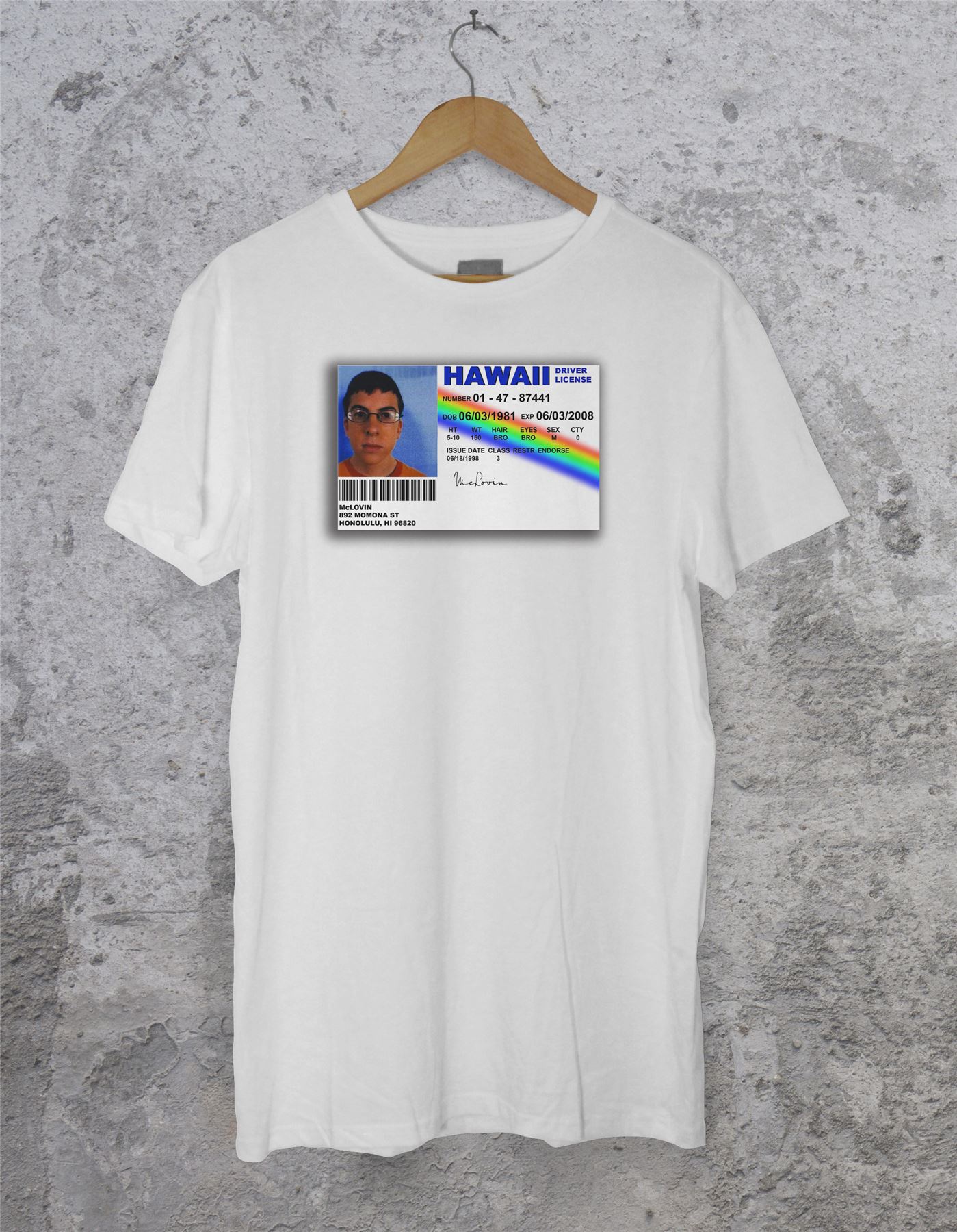 mclovin fake id t shirt
